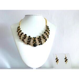 Black rhinestone necklace set, wedding prom party formal evening necklace set